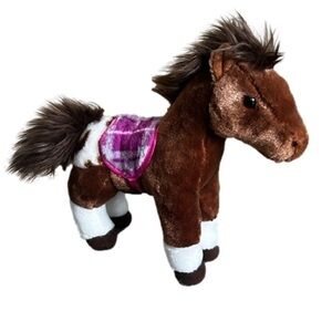 Aurora Kid's Stuffed Horse Plushie with Pink Saddle